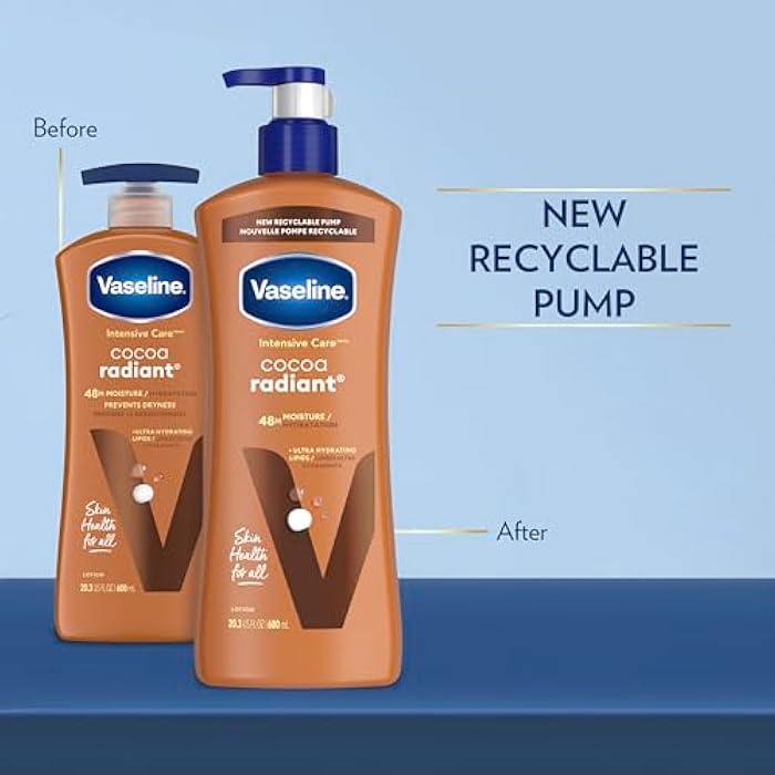 Vaseline Intensive Care Body Lotion Cocoa Radiant 3 count for Dry Skin Lotion Made with Ultra-Hydrating Lipids and Pure Cocoa Butter for a Long-Lasting, Radiant Glow 20.3 Oz - Image 3